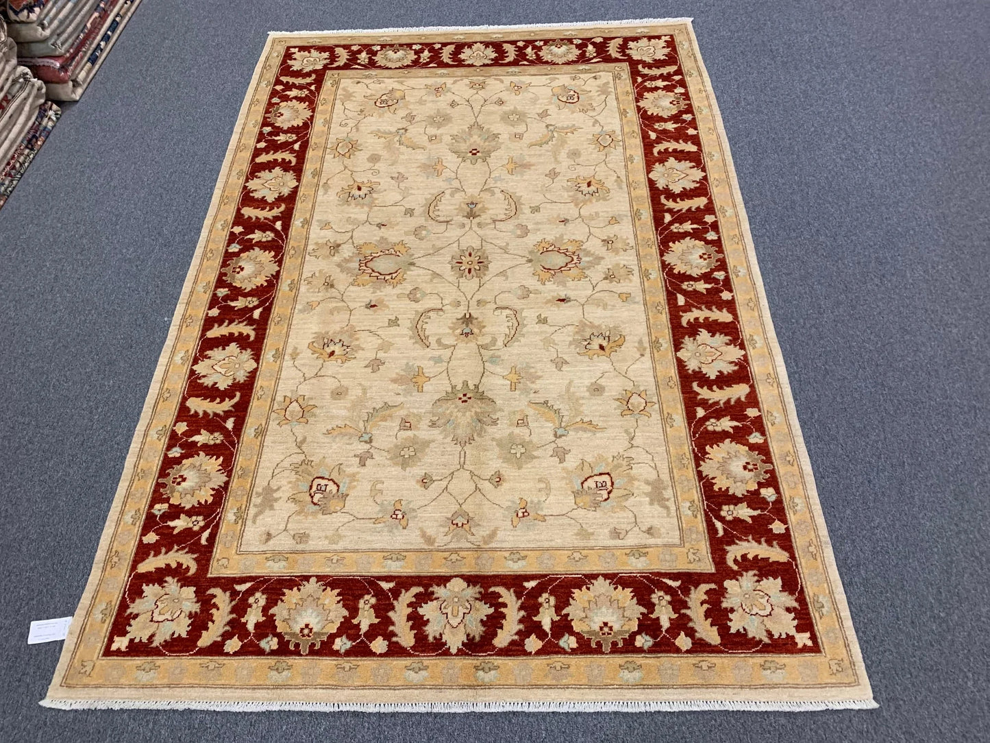 Beige/Rest Chobi 6X9 Handmade Wool Rug # 7941