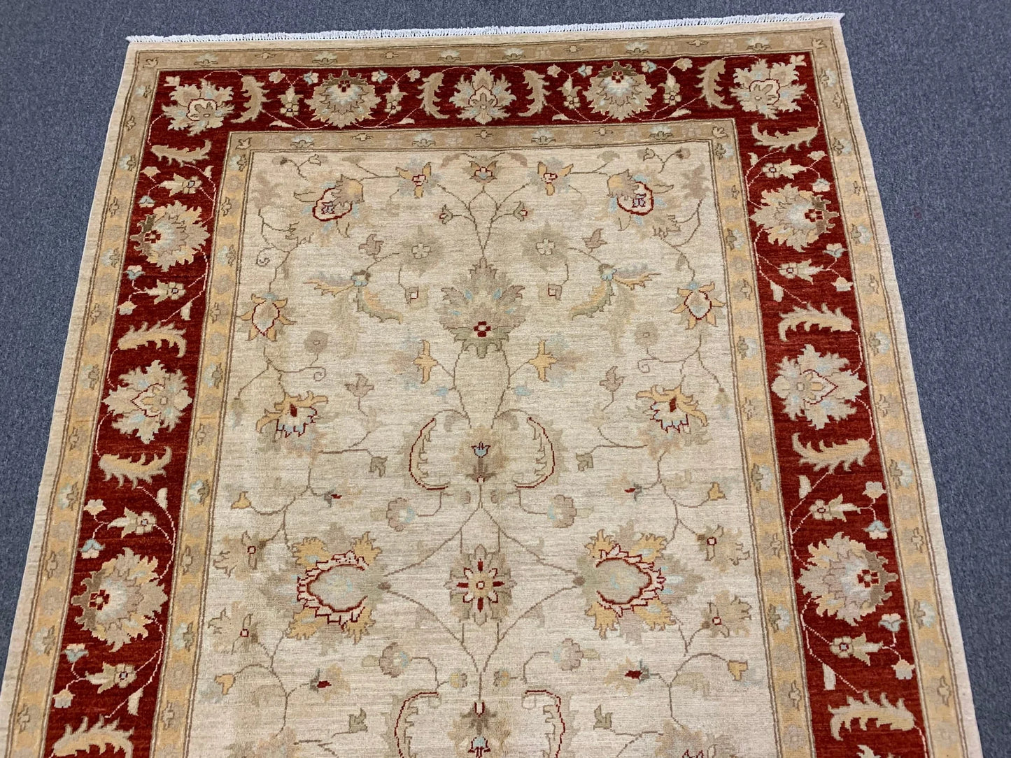 Beige/Rest Chobi 6X9 Handmade Wool Rug # 7941