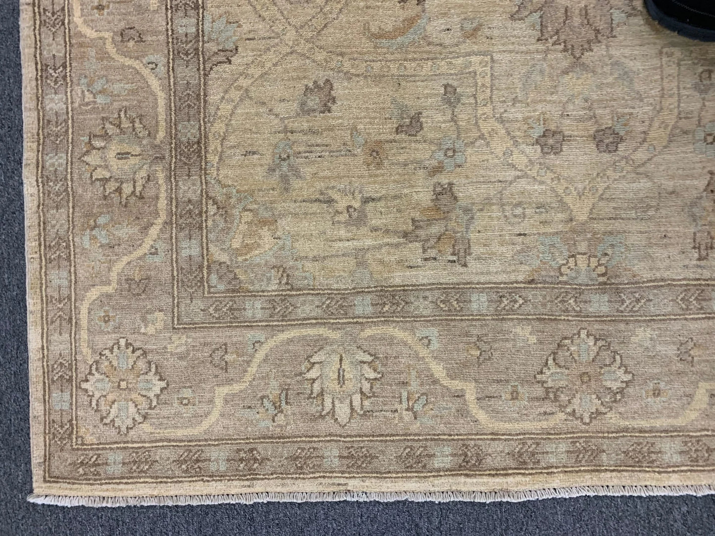 Oushak Ivory/Brown 5X7 Handmade Wool Rug # 10854