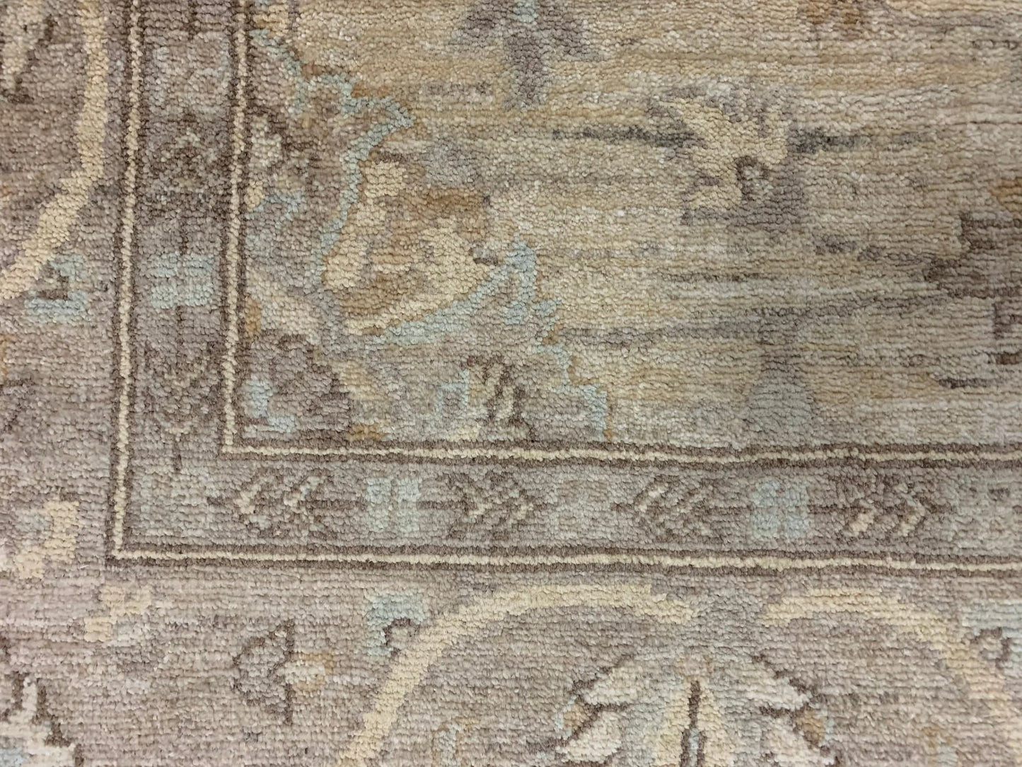 Oushak Ivory/Brown 5X7 Handmade Wool Rug # 10854