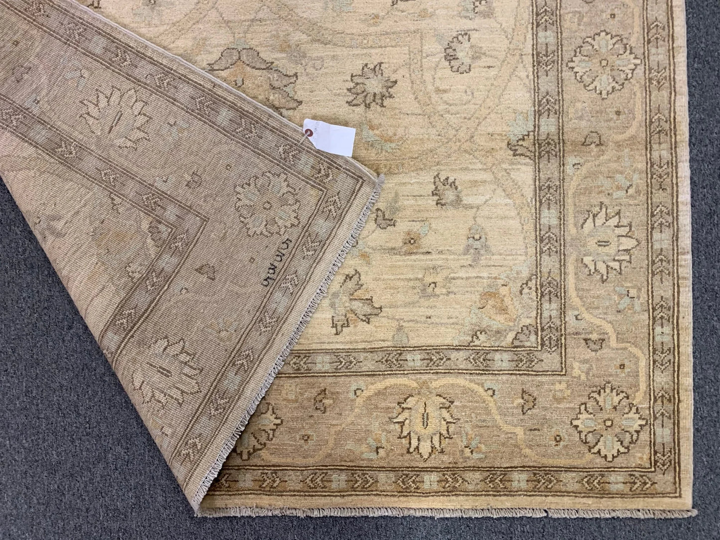Oushak Ivory/Brown 5X7 Handmade Wool Rug # 10854