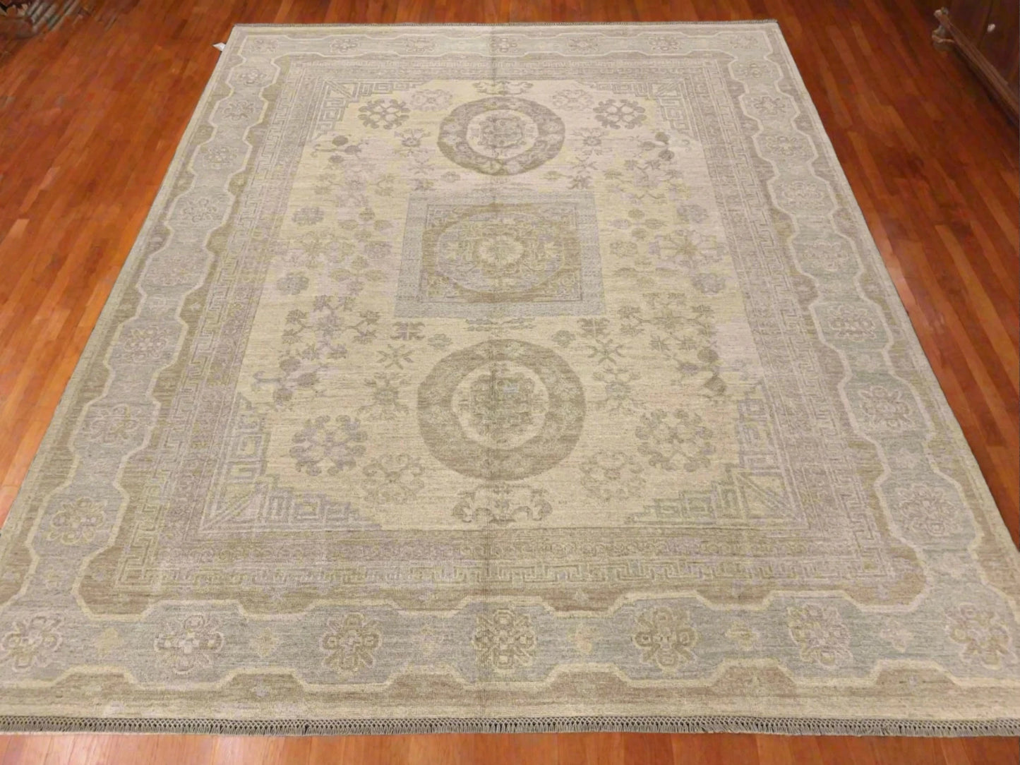 8X10 Oushak Soft Gray/Ivory Handmade Wool Rug # 11442