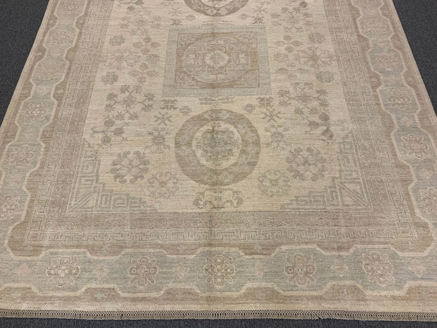 8X10 Oushak Soft Gray/Ivory Handmade Wool Rug # 11442