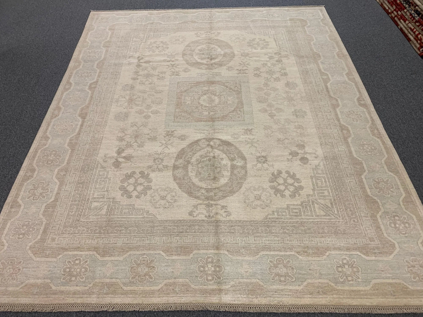 8X10 Oushak Soft Gray/Ivory Handmade Wool Rug # 11442