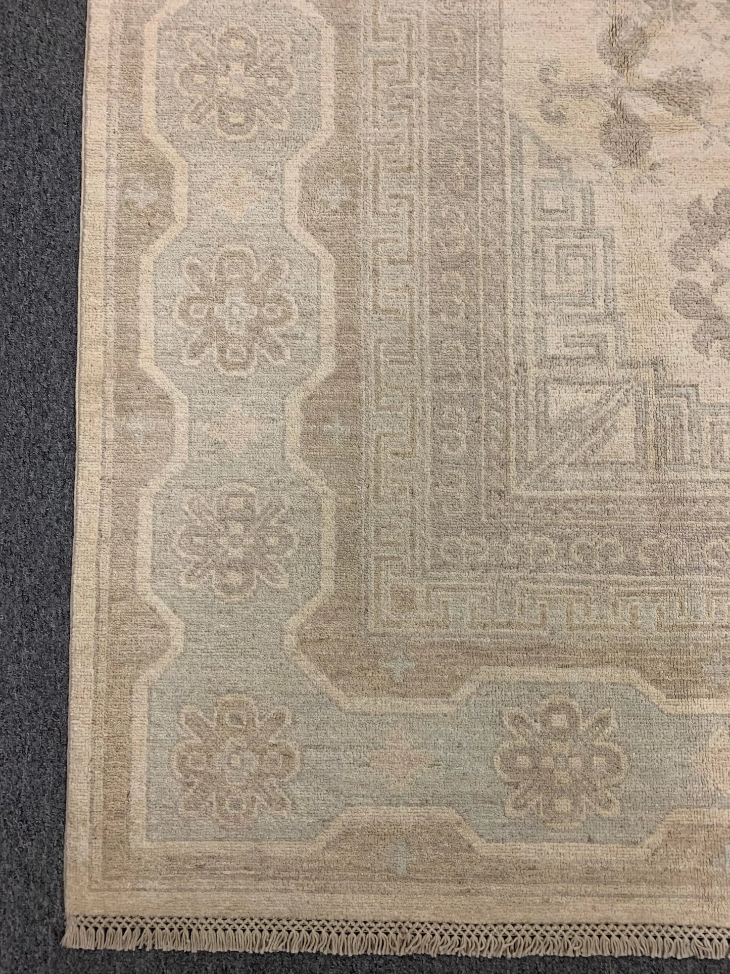 8X10 Oushak Soft Gray/Ivory Handmade Wool Rug # 11442