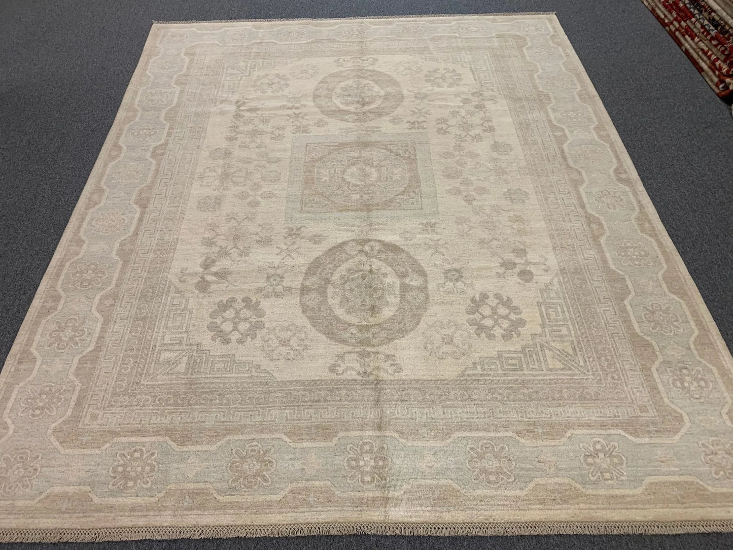 8X10 Oushak Soft Gray/Ivory Handmade Wool Rug # 11442