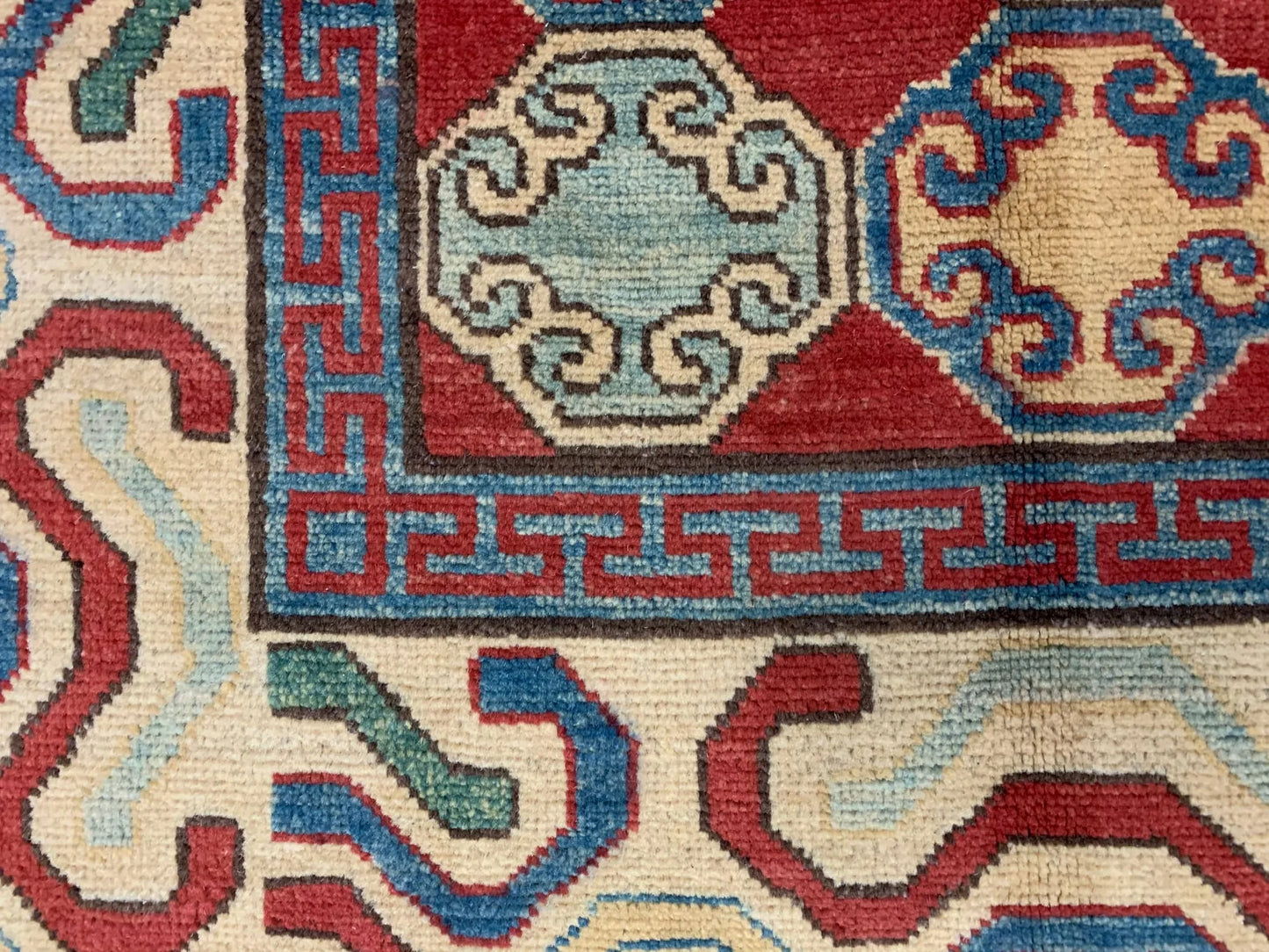 8X10 Kazak Rust/Blue Handmade Wool Rug # 10028