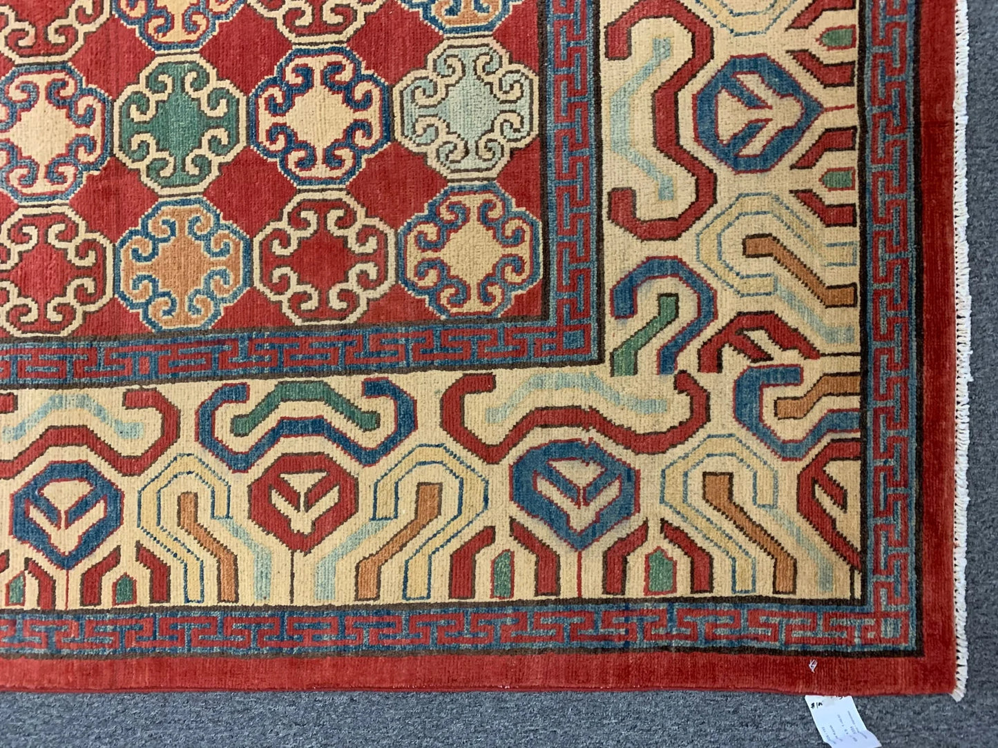 8X10 Kazak Rust/Blue Handmade Wool Rug # 10028