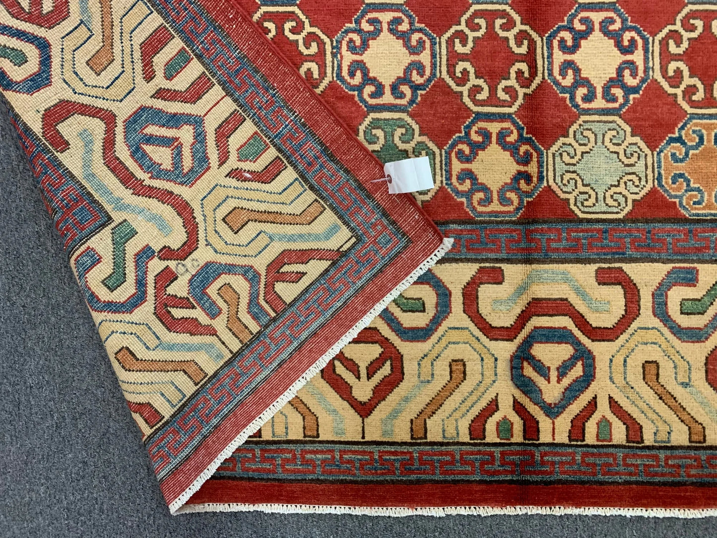 8X10 Kazak Rust/Blue Handmade Wool Rug # 10028
