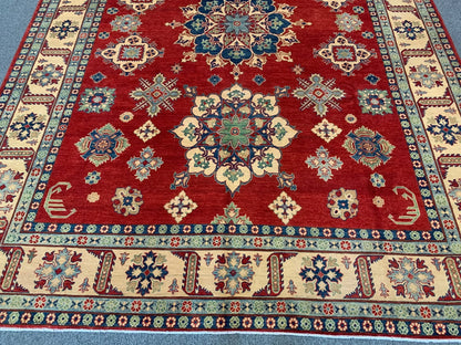 Red/Blue Kazak 10X14 Handmade Wool Rug # 10370