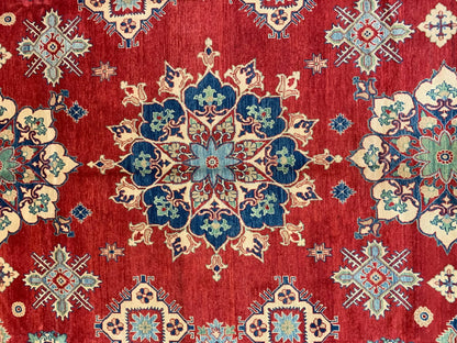 Red/Blue Kazak 10X14 Handmade Wool Rug # 10370