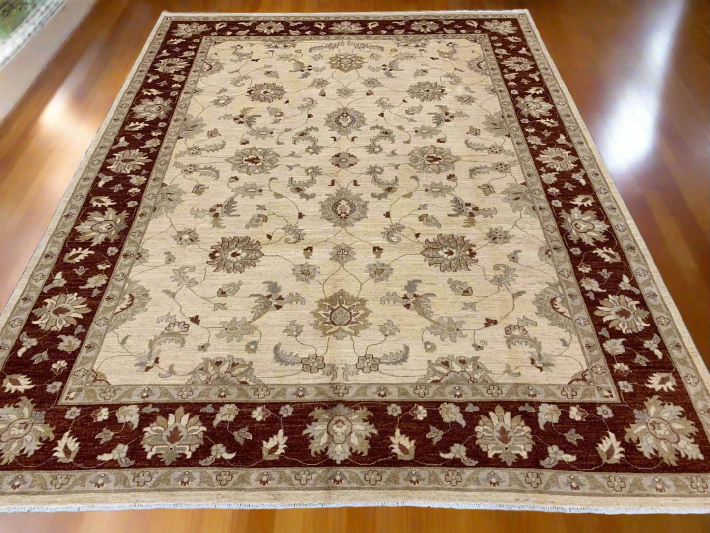 Beige/Rust 9X12 Ziegler Handmade Wool Rug # 7965