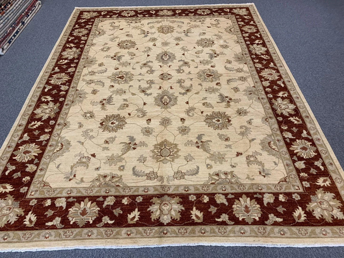 Beige/Rust 9X12 Ziegler Handmade Wool Rug # 7965