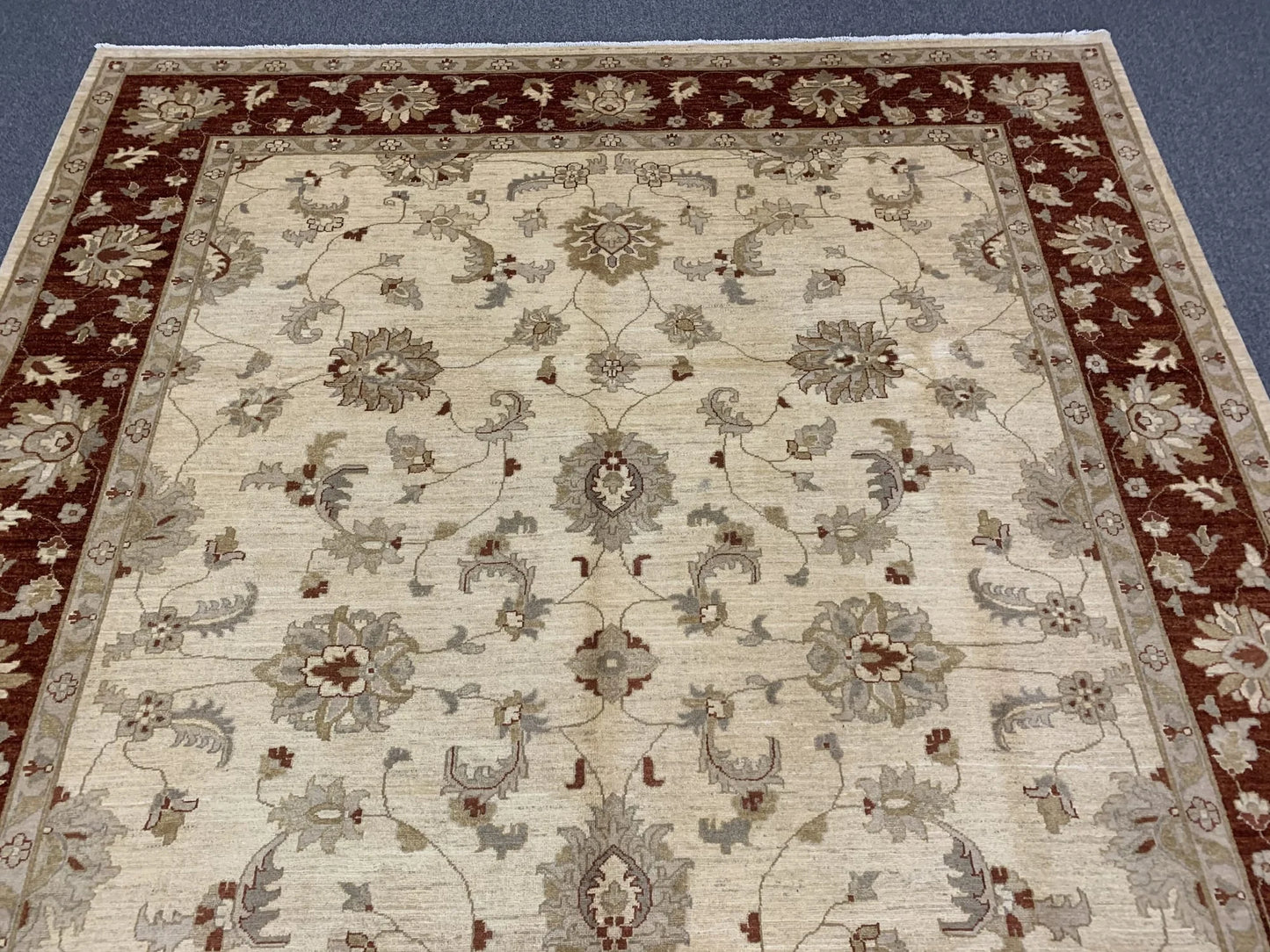Beige/Rust 9X12 Ziegler Handmade Wool Rug # 7965