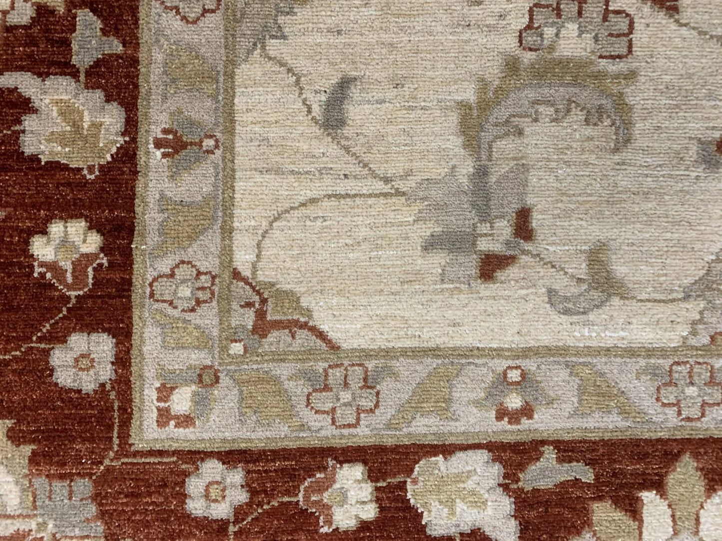 Beige/Rust 9X12 Ziegler Handmade Wool Rug # 7965