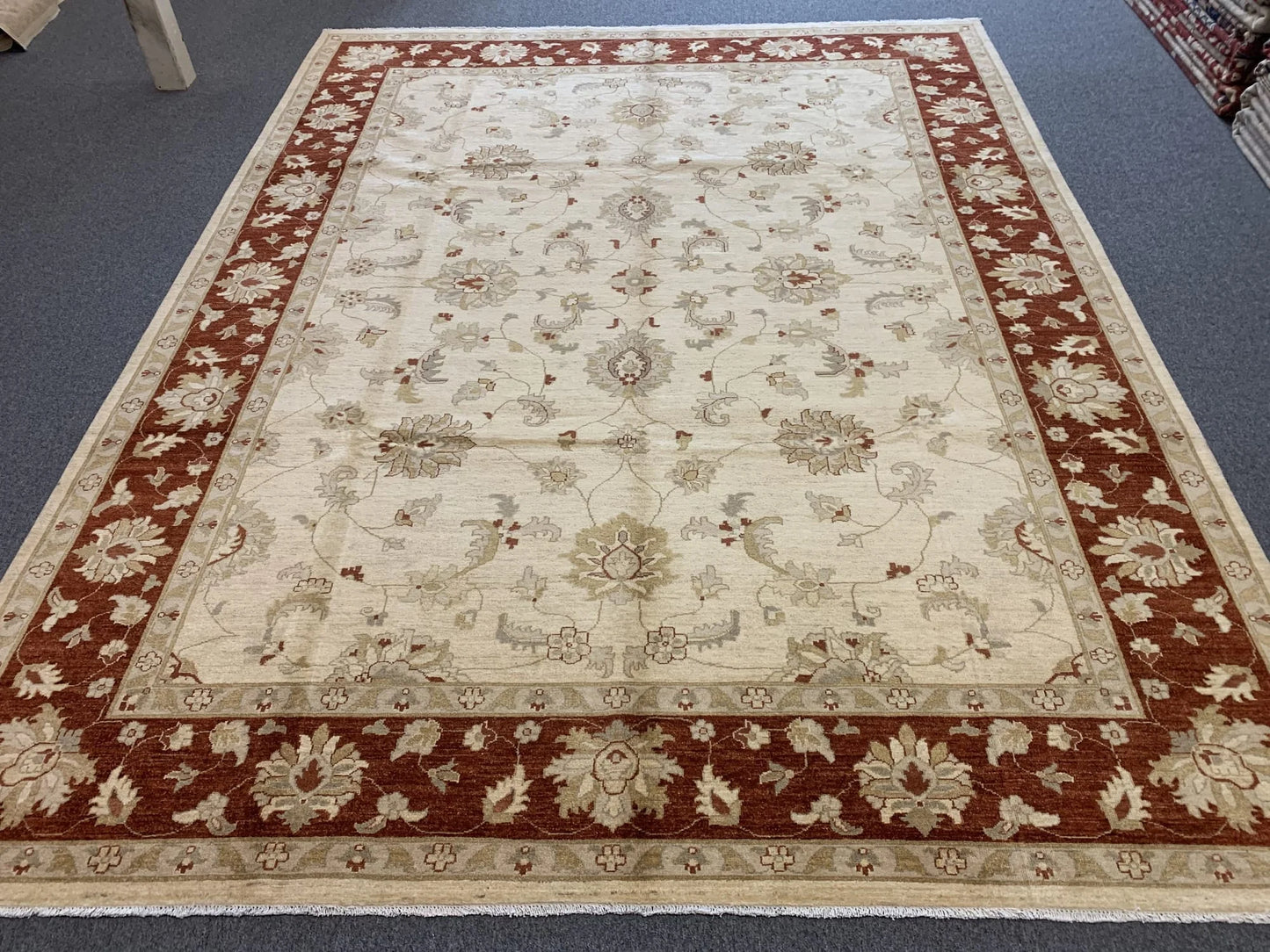 Beige/Rust 9X12 Ziegler Handmade Wool Rug # 7965