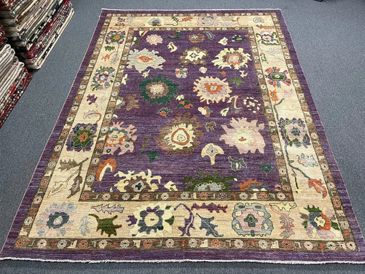 Oushak Lavender/Purple 9X12 Handmade Wool Rug # 12924