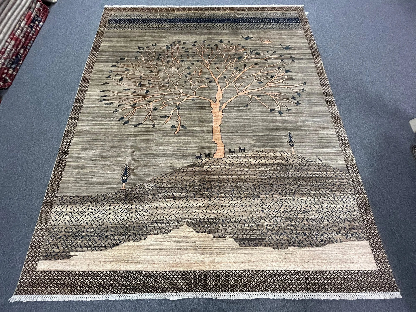 8X10 Gabbeh tribal landscape design Handmade Wool Rug # 12817