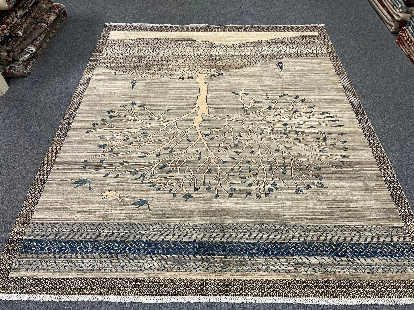 8X10 Gabbeh tribal landscape design Handmade Wool Rug # 12817