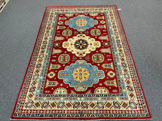 Red/Beige Multicolor Kazak 6X9 Handmade Wool Rug # 12467