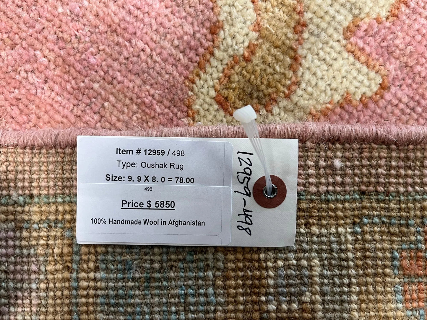 8X10 Oushak Pink Handmade Wool Rug # 12959