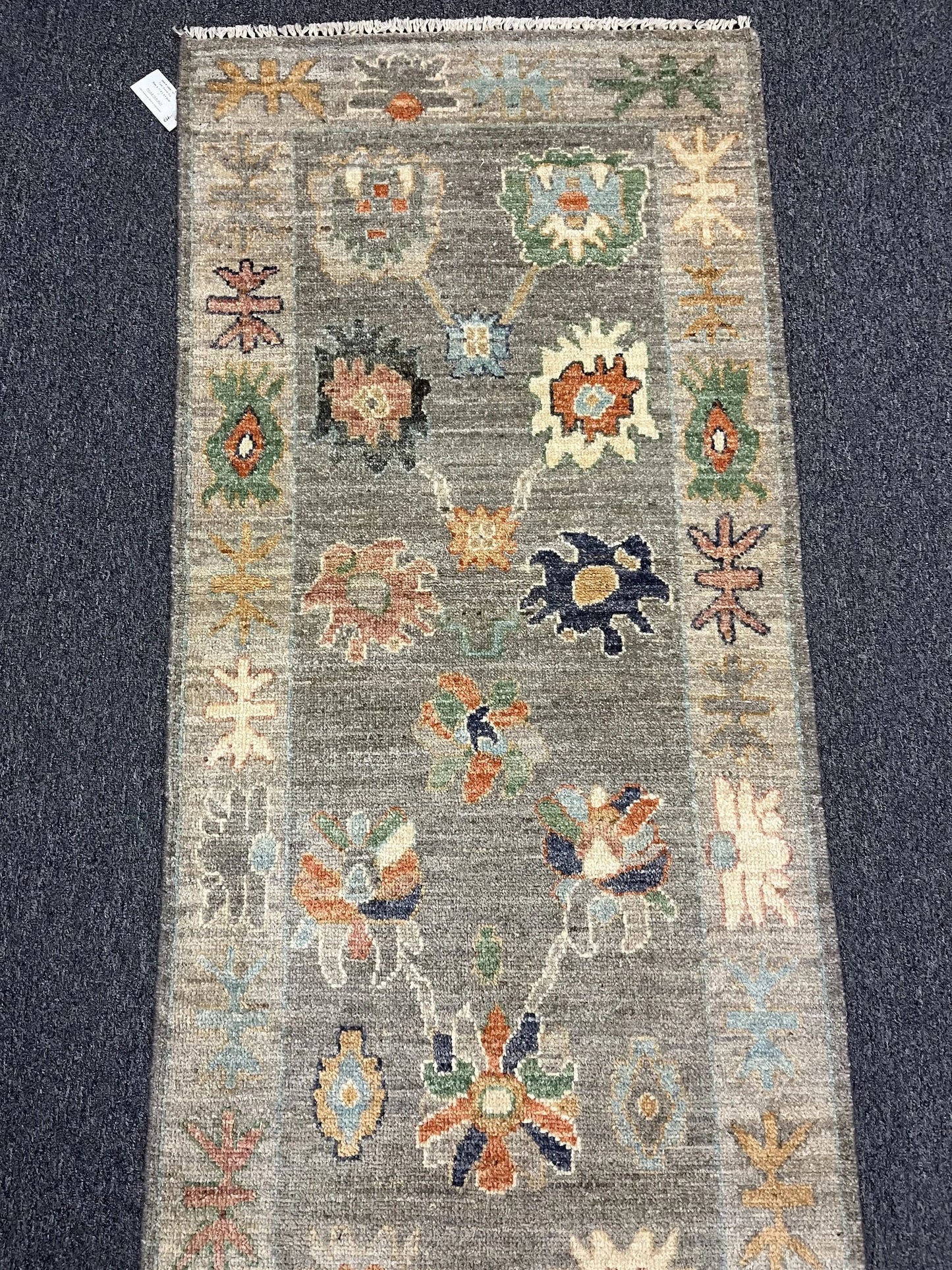 Oushak Soft Gray 2' 9"X9' Handmade Wool Runner Rug # 12958