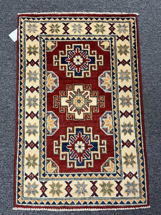 2' X 3' Fine Kazak Handmade Wool Rug # 12597