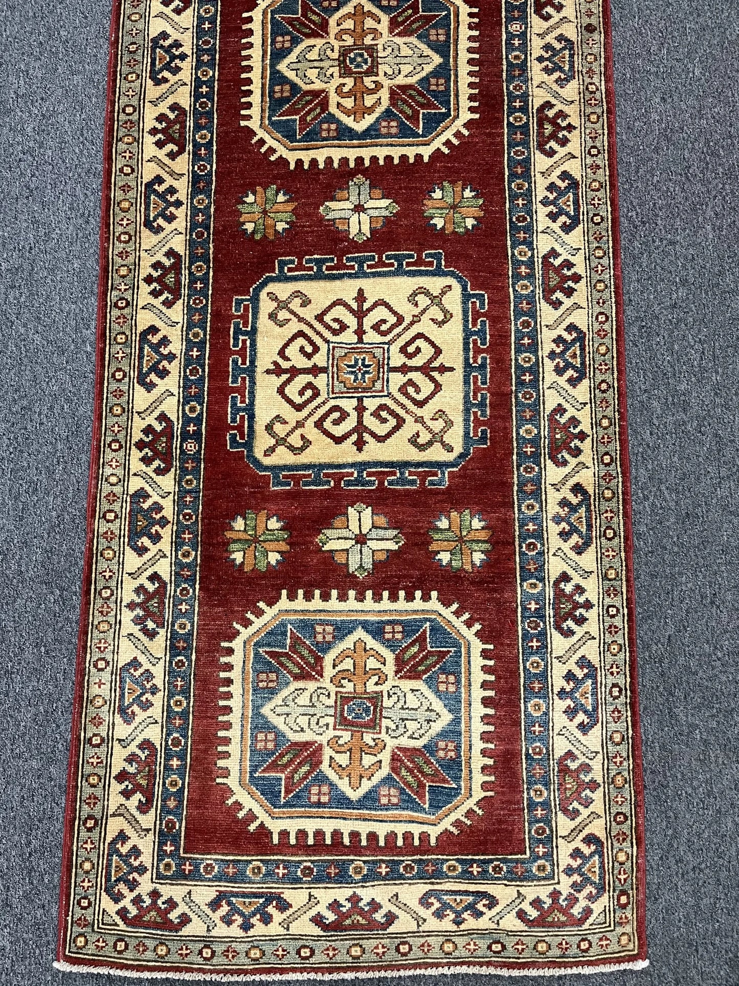 Kazak 2' 9"X10'Handmade Wool Runner Rug # 9913