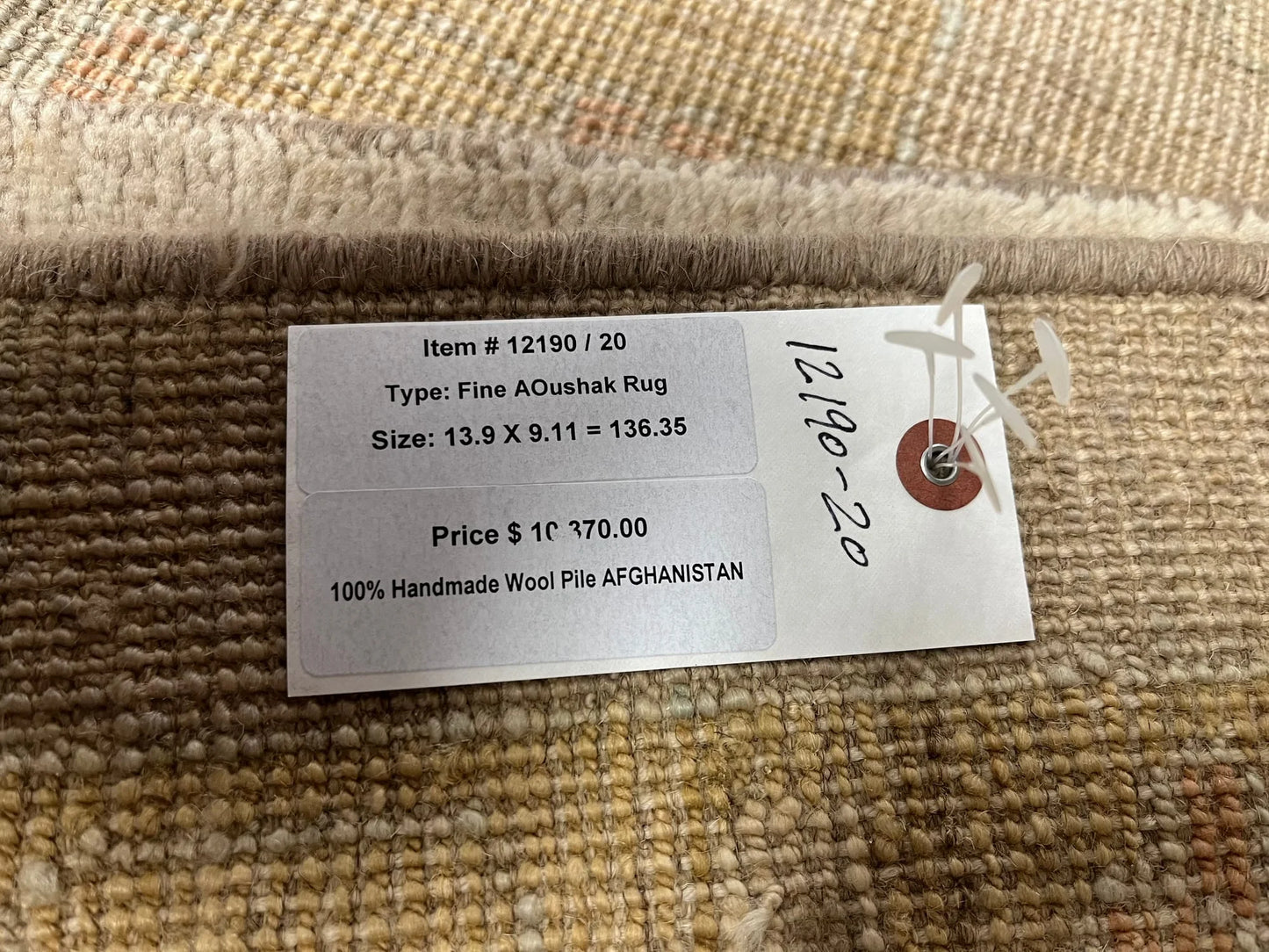 Oushak Silver/Ivory 10X14 Handmade Wool Rug # 12190