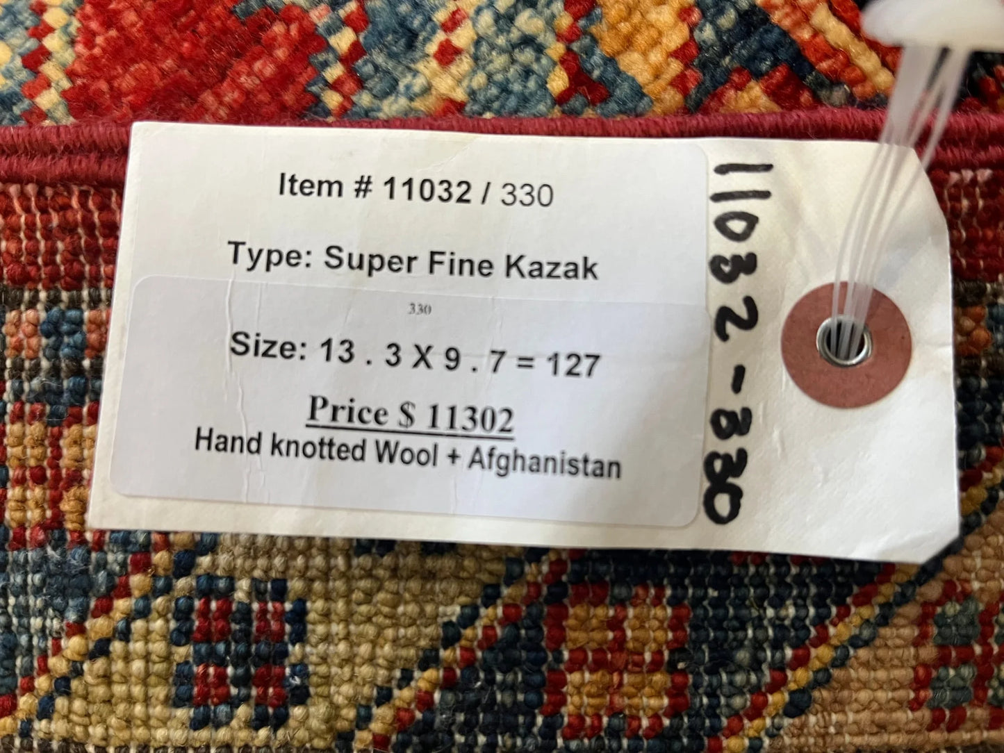 Super Kazak 10X13 Hand-Knotted Wool Rug # 11032