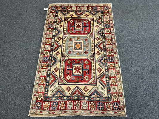 4 X 6 Kazak Handmade Wool Rug # 9437