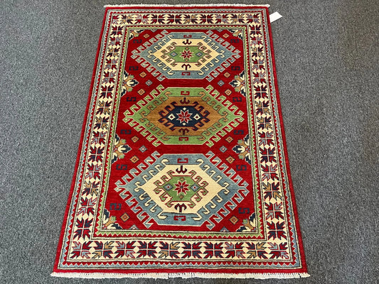 Kazak Red 3X5 Handmade Wool Rug # 13007