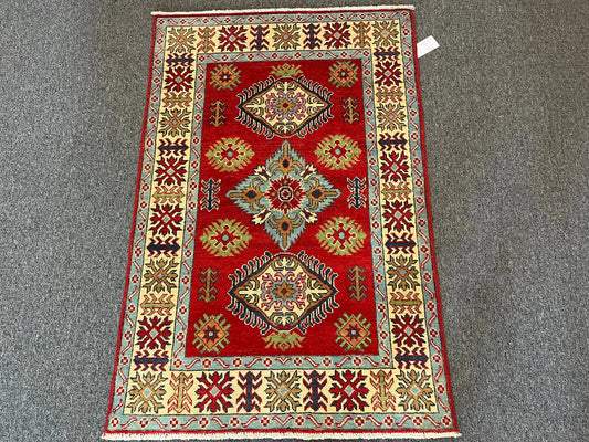 Kazak Red 3X5 Handmade Wool Rug # 13006