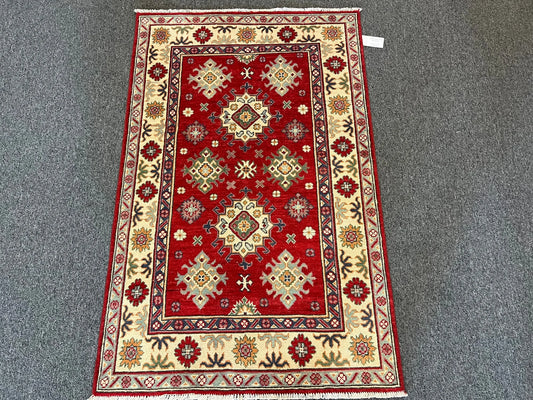 Kazak Red 3X5 Handmade Wool Rug # 13008