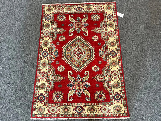 Kazak Red & Blue 3X5 Handmade Wool Rug # 13014