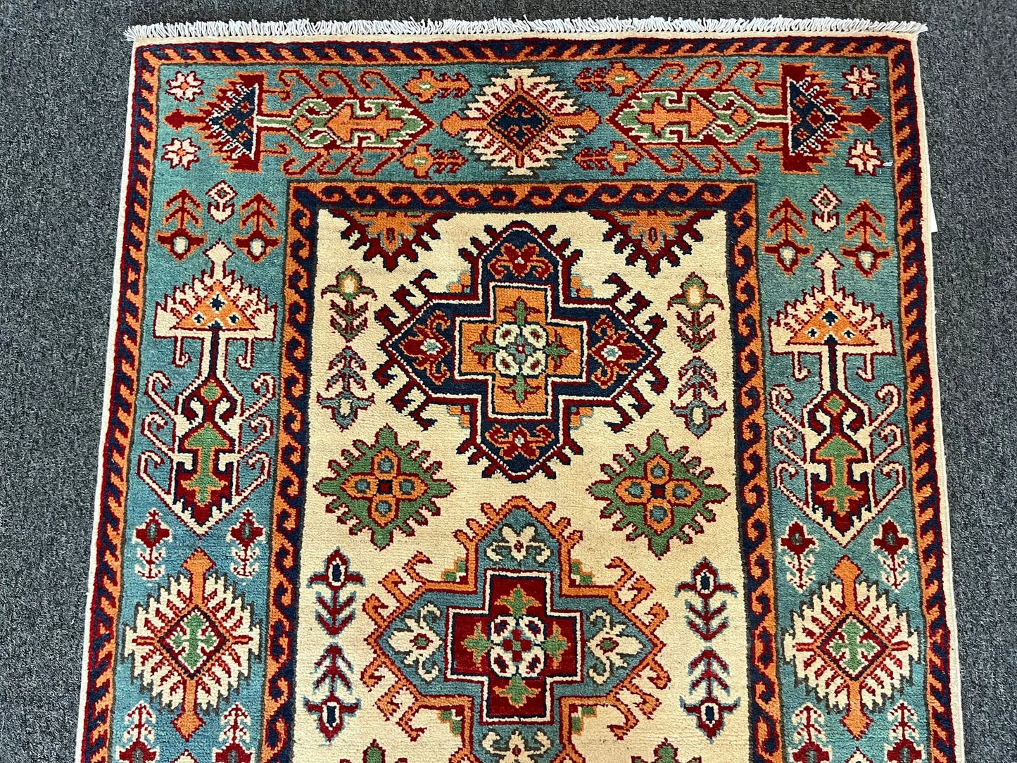 Kazak Beige 3X5 Handmade Wool Rug # 13010