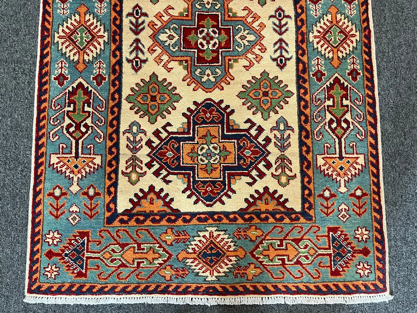 Kazak Beige 3X5 Handmade Wool Rug # 13010