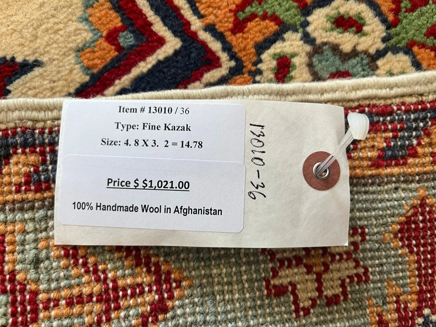 Kazak Beige 3X5 Handmade Wool Rug # 13010