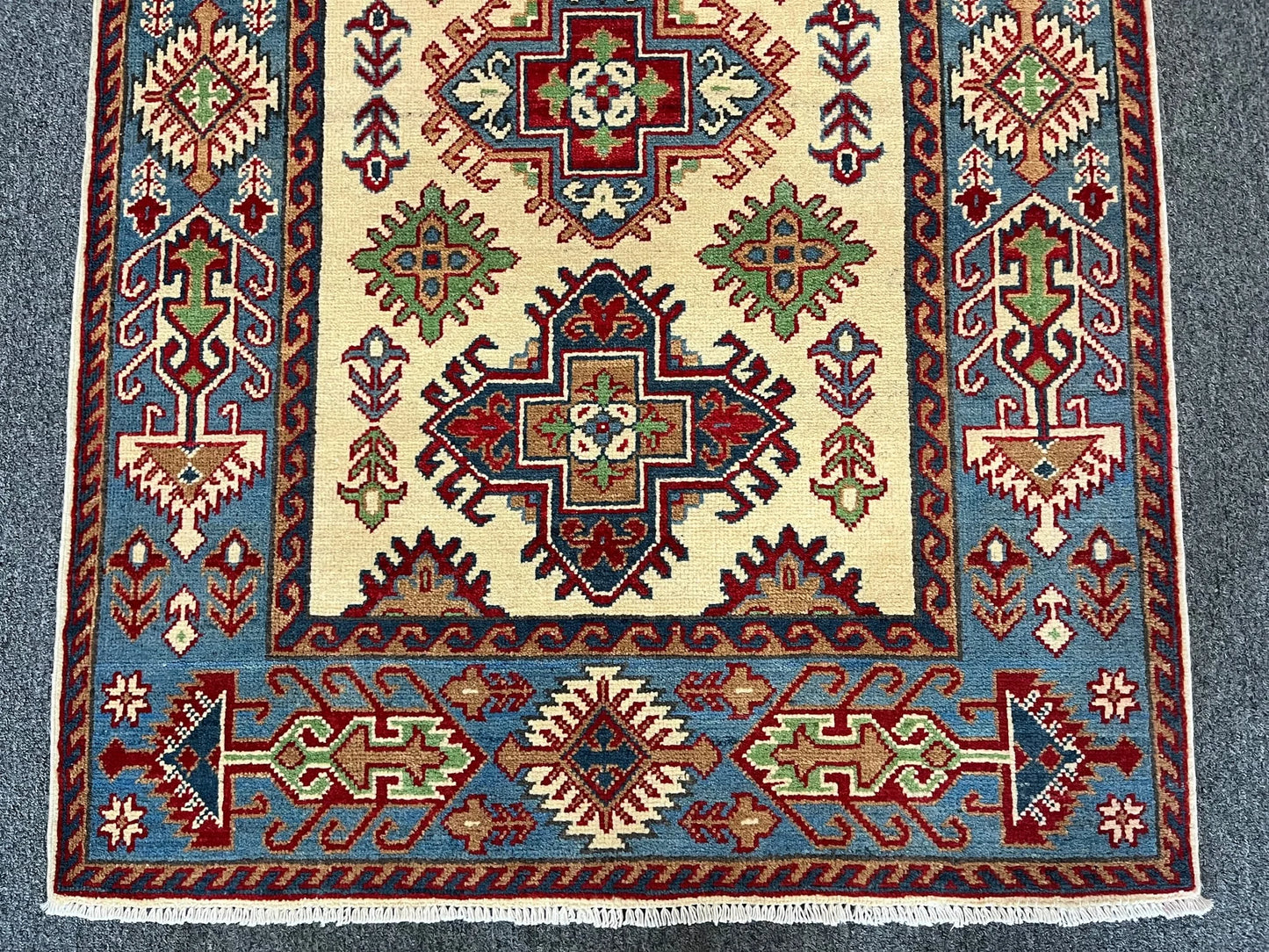 Kazak Geometric 3X5 Handmade Wool Rug # 13319