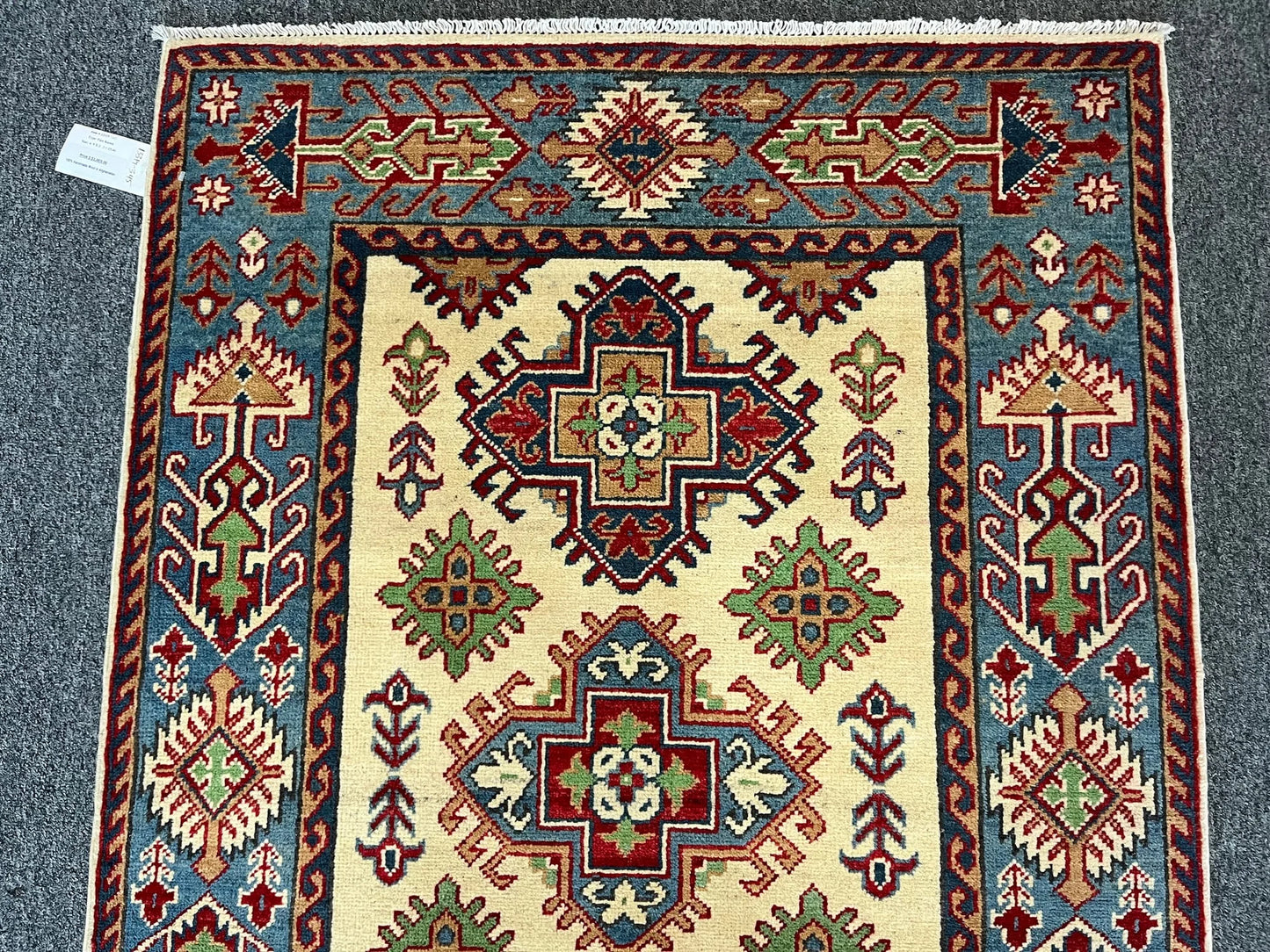 Kazak Geometric 3X5 Handmade Wool Rug # 13319