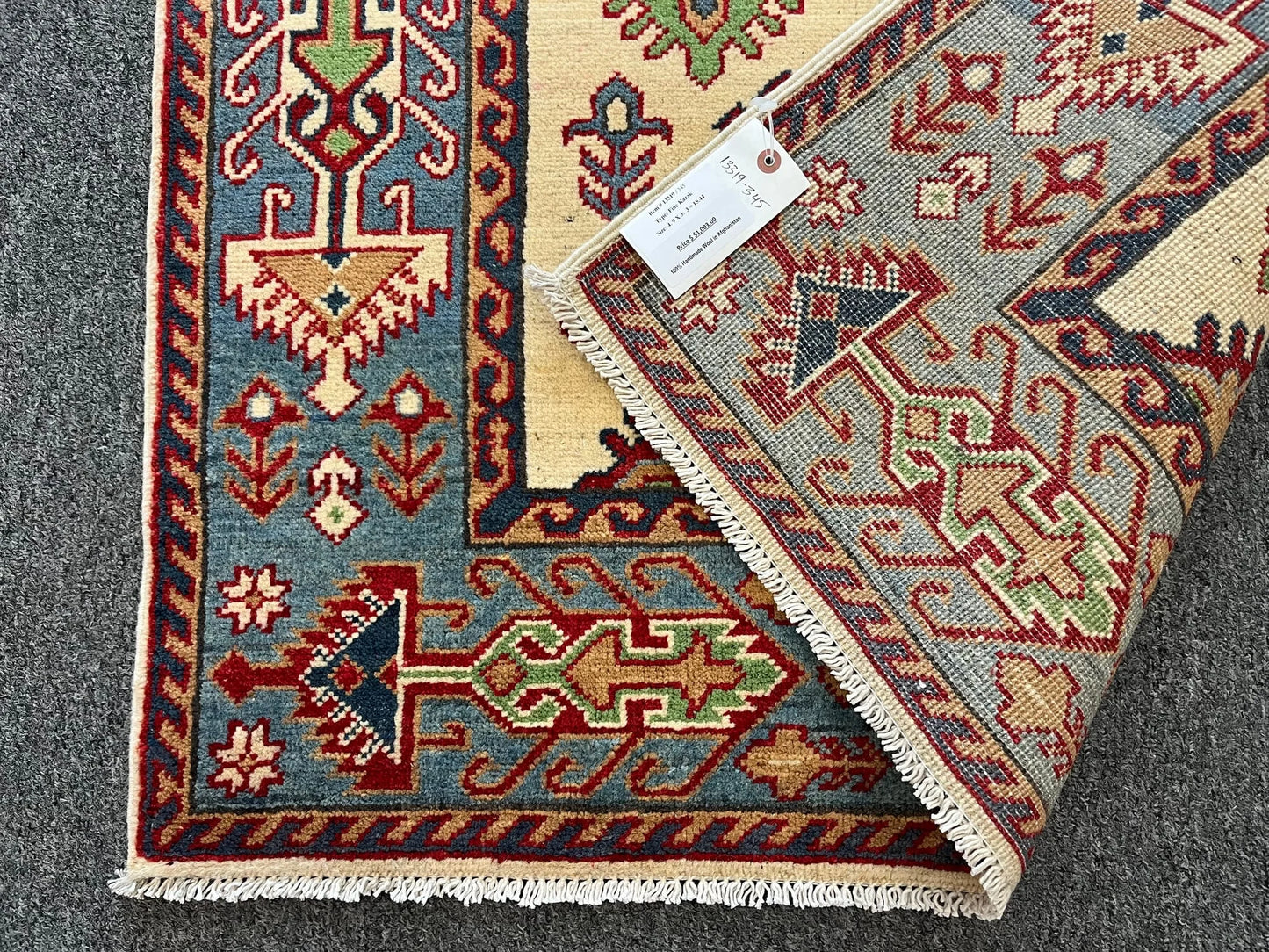 Kazak Geometric 3X5 Handmade Wool Rug # 13319