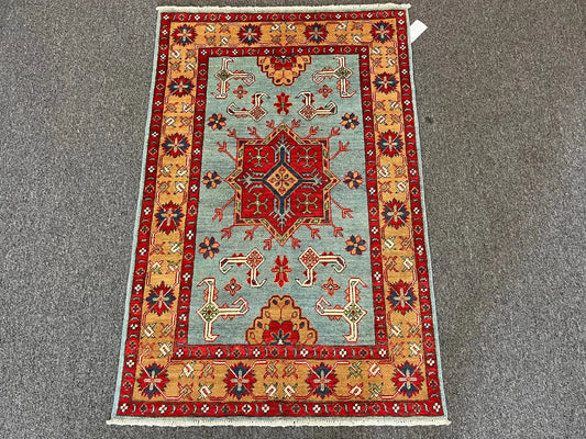 Kazak Geometric 3X5 Handmade Wool Rug # 13320