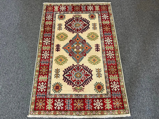 Kazak Geometric 3X5 Handmade Wool Rug # 13323