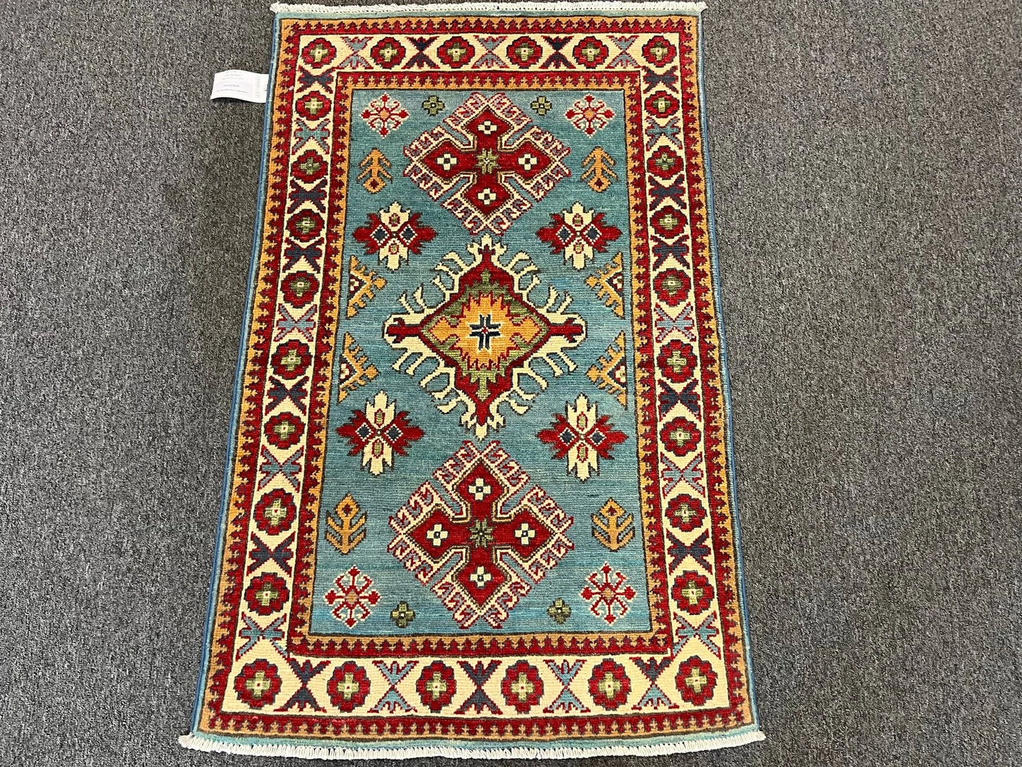 Geometric Kazak Multicolor 3X4 Handmade Wool Rug # 13345