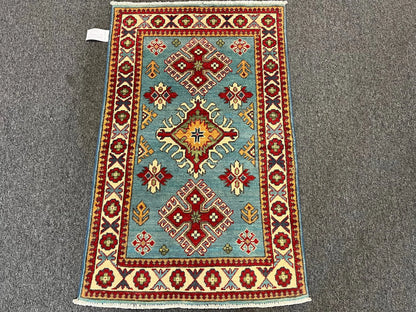 Geometric Kazak Multicolor 3X4 Handmade Wool Rug # 13345