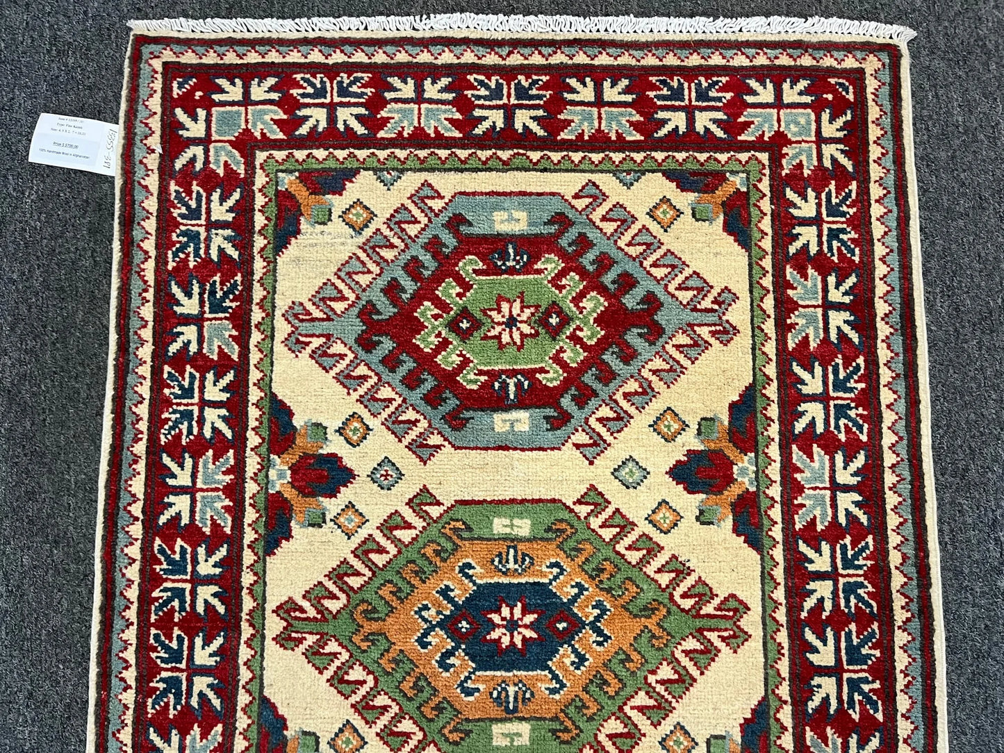 Geometric Kazak Multicolor 3X4 Handmade Wool Rug # 13355