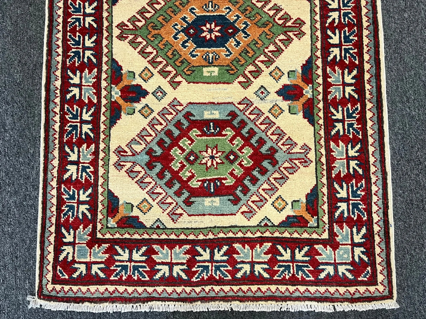 Geometric Kazak Multicolor 3X4 Handmade Wool Rug # 13355
