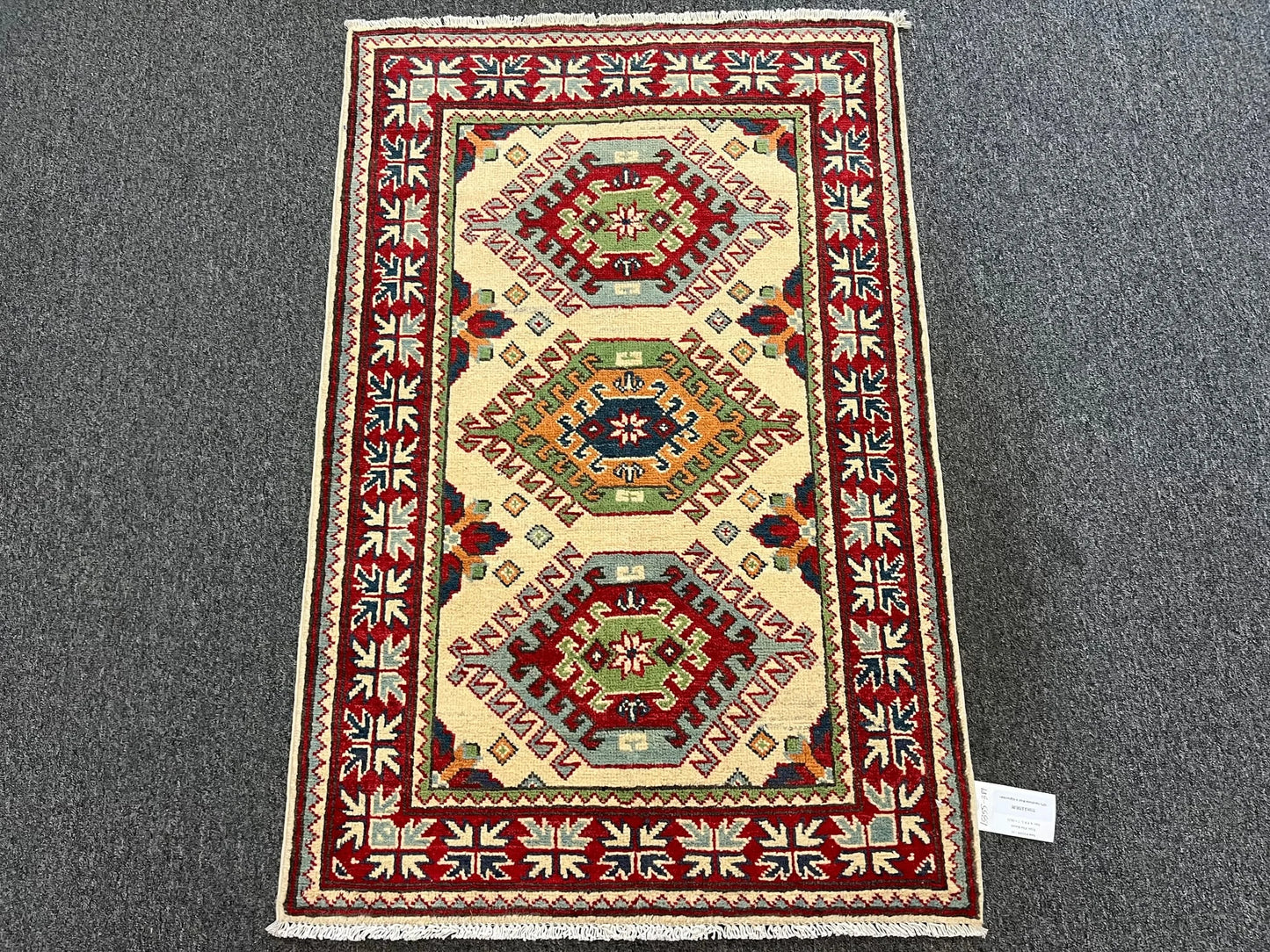 Geometric Kazak Multicolor 3X4 Handmade Wool Rug # 13355