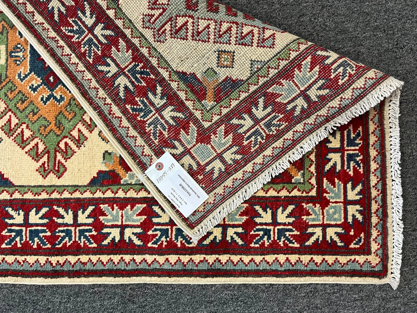 Geometric Kazak Multicolor 3X4 Handmade Wool Rug # 13355