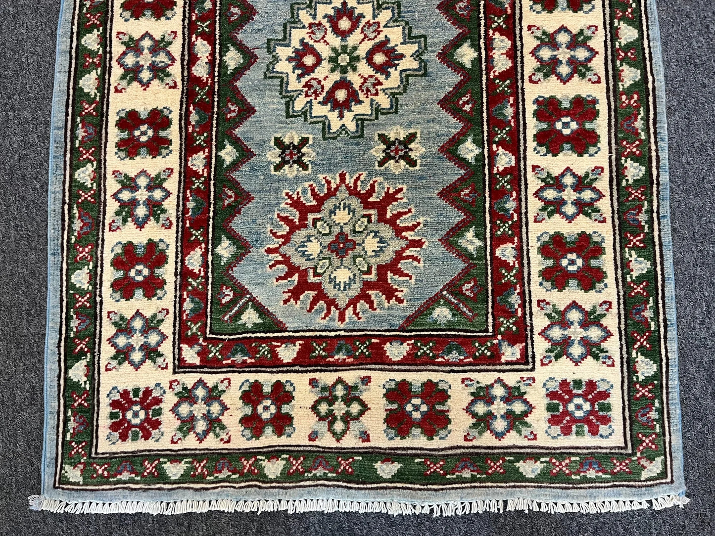 Geometric Kazak Multicolor 3X4 Handmade Wool Rug # 13335